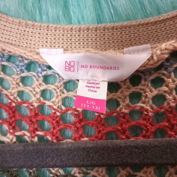 No boundaries Brown Rust Multiple Color Open Front Knit Long Sleeve Cardigan L - Picture 8 of 8